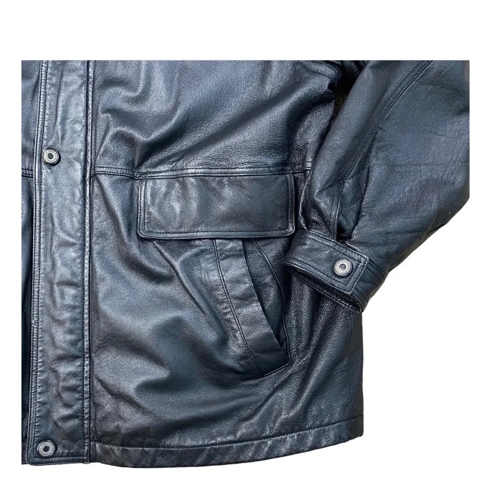 Vtg Members Only Leather Jacket Mens XL Black Quilted Lined Zip Front‎ Pockets